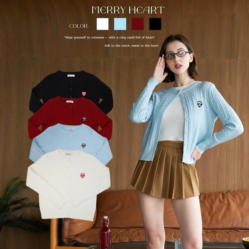 เสื้อคาร์ดิแกนปักหัวใจ รุ่นMerry heart (B98)