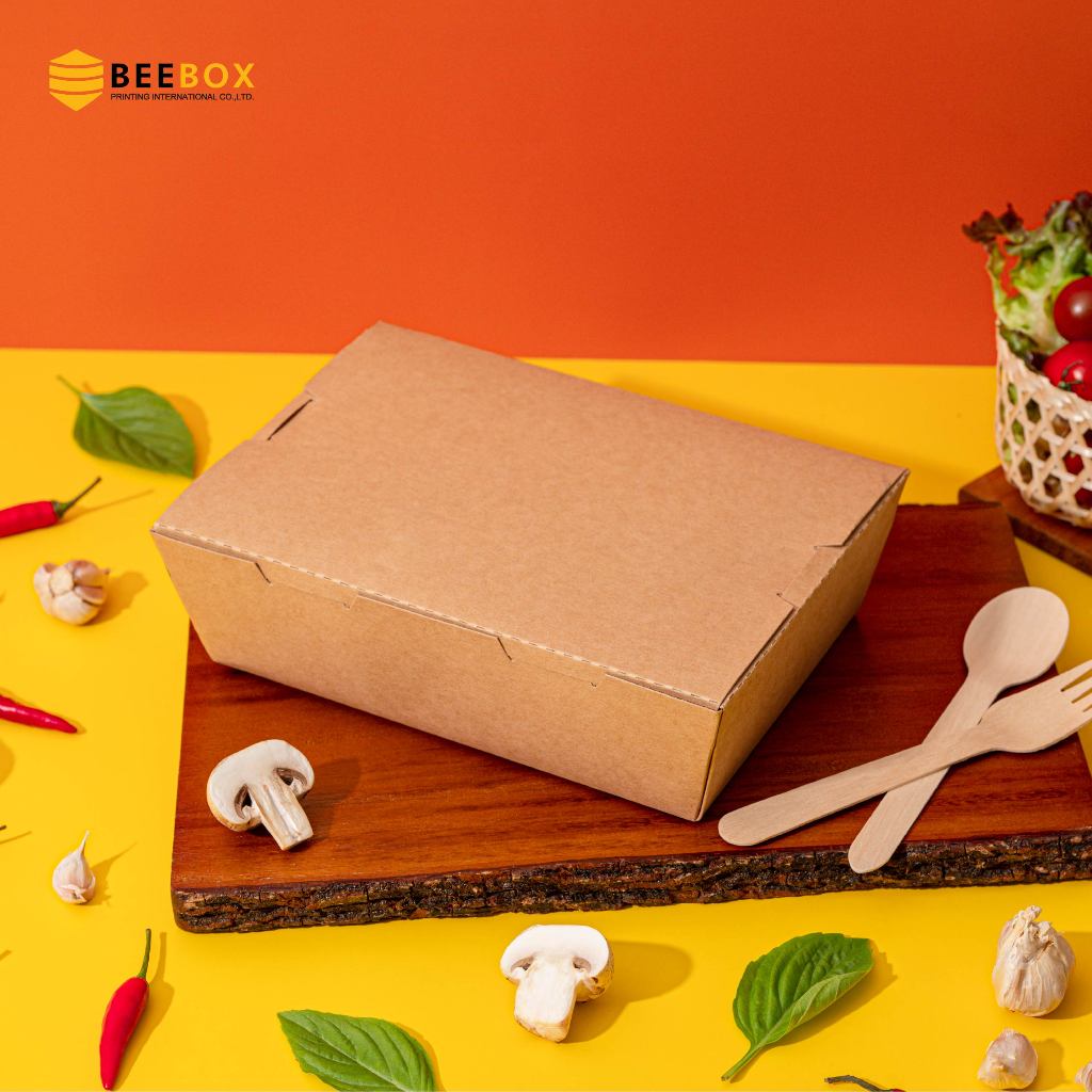 กล่องอาหาร กล่องฝาทีบ Bio Food Kraft Box