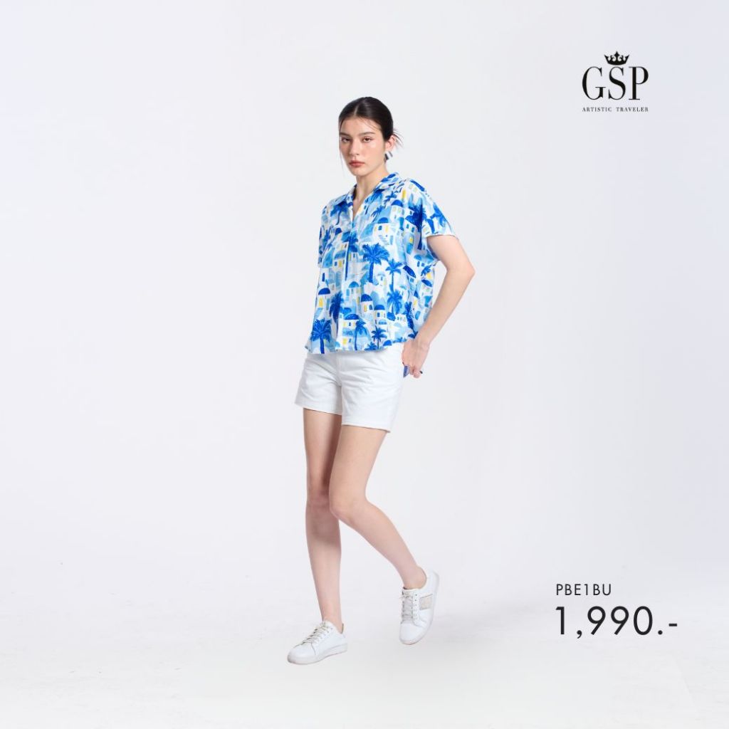 GSP Woman's blouse Santorini เสื้อผู้หญิง แขนสั้น สีฟ้า รูปที่ 7