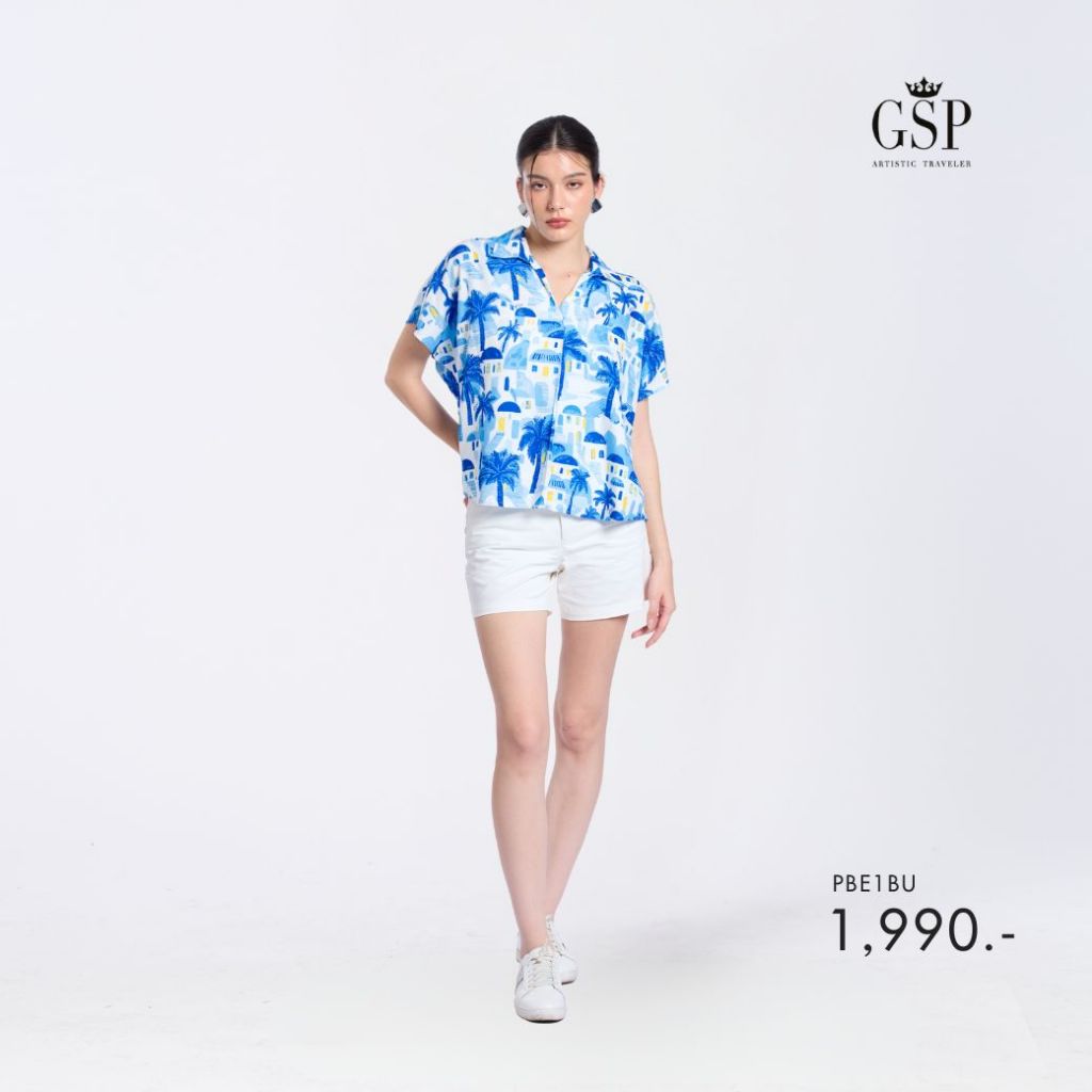 GSP Woman's blouse Santorini เสื้อผู้หญิง แขนสั้น สีฟ้า รูปที่ 6