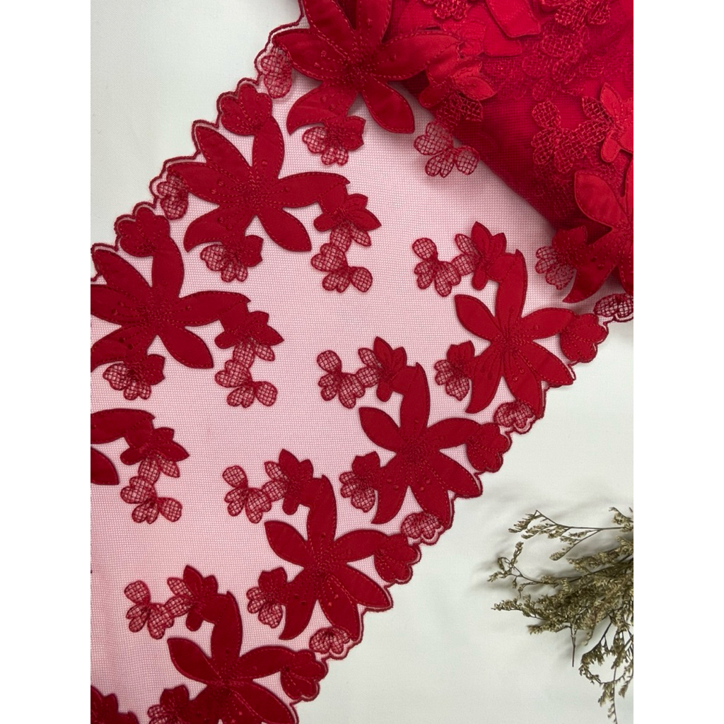 📛Sale ลูกไม้ปัก มี 4 สี 7.5 นิ้ว สองริม ดอกไม้ diy