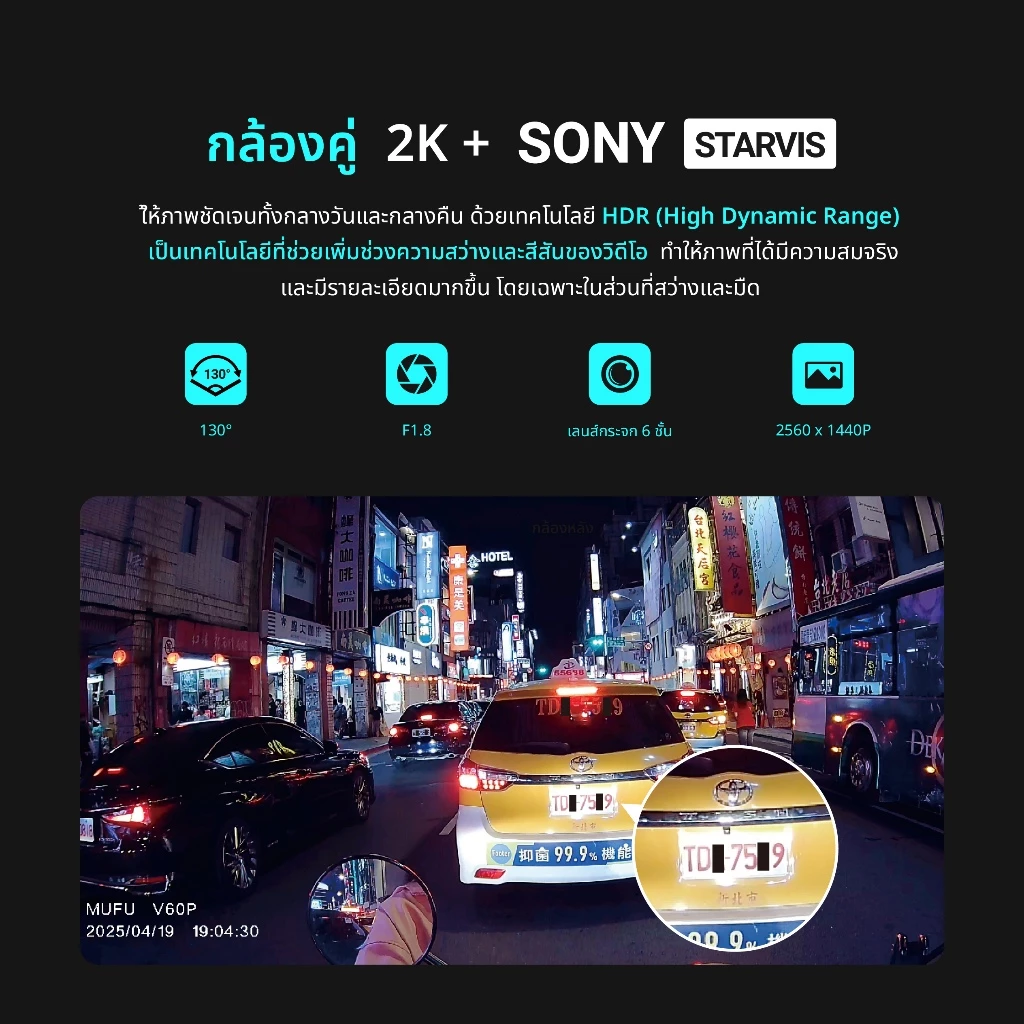 MUFU V60P กล้องติดหมวกกันน็อค 2K SONY Starvis WiFi กล้องบันทึกฉุกเฉิน กันน้ำIP66 รับประกันสินค้า1 ปี thumbnail 4