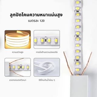 ไฟแถบนีออน LED ดัดงอได้ ยาว 3-30ม ไฟเส้น led 220V ไฟแต่งห้อง ต่อปลั๊กให้พร้อมใช้งาน กันน้ํา สําหรับตกแต่งคริสต์