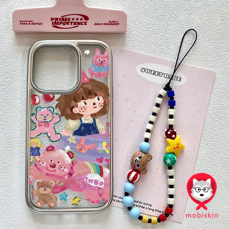 เคสไอโฟน 16 สำหรับ iPhone 13 15 11 12 14 Pro Max XR X XS MAX 15 7 16 8 Plus  กราฟฟิตี้สุดสร้างสรรคสาวน้อยน่ารักหม