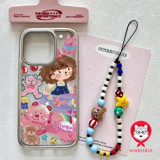เคสไอโฟน 16 สำหรับ iPhone 13 15 11 12 14 Pro Max XR X XS MAX 15 7 16 8 Plus กราฟฟิตี้สุดสร้างสรรคสาวน้อยน่ารักหม