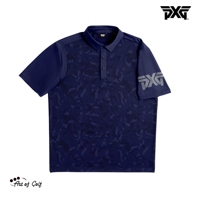 เสื้อโปโล PXG Men Athletic Fit Fairway Camo Polo - Navy
