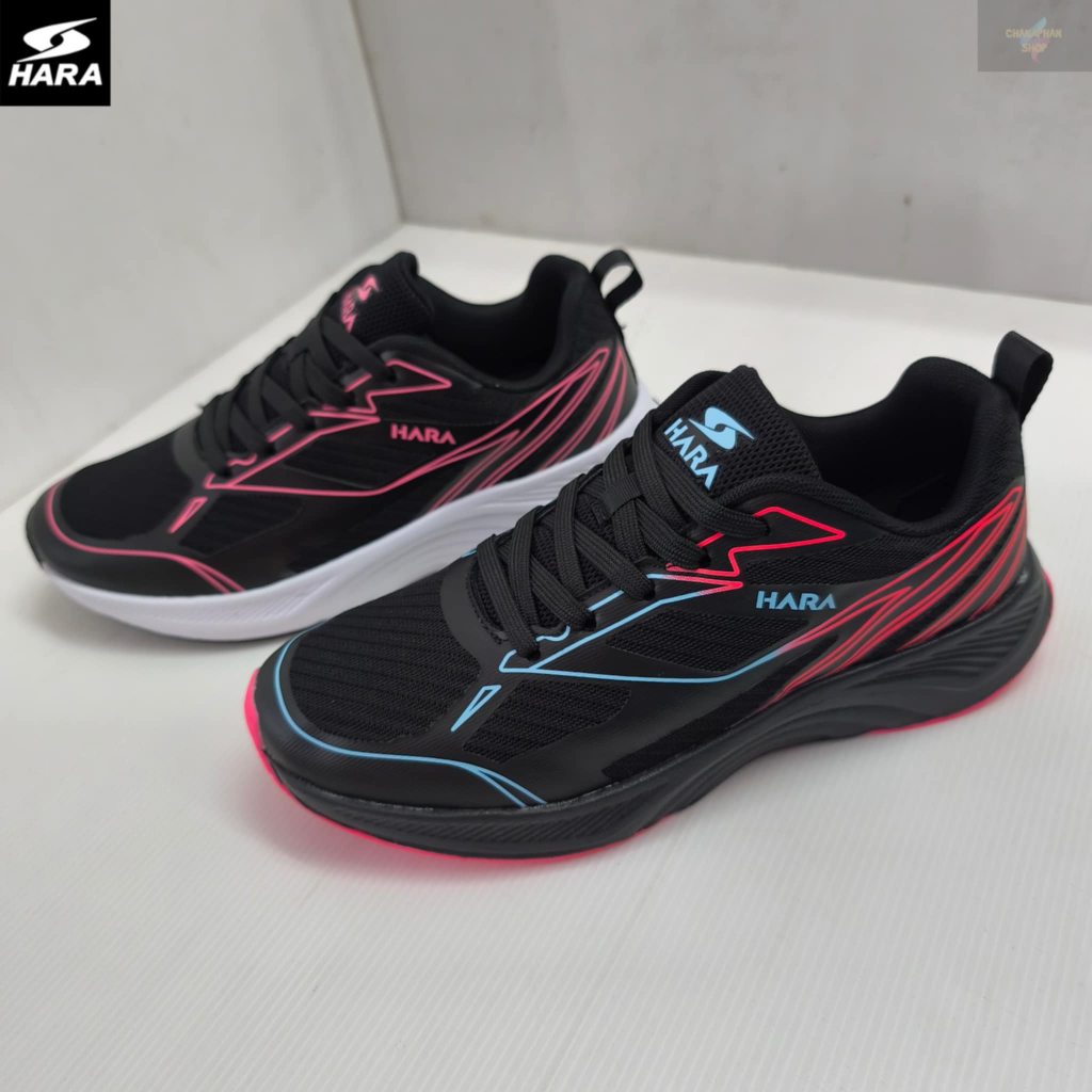 HARA Sport รองเท้าวิ่ง รองเท้าผ้าใบ ชาย/หญิง รหัสรุ่น J99 สีดำชมพู/สีดำแดง SIZE 38-46