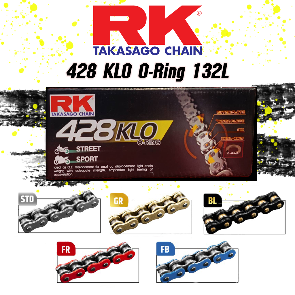 โซ่RKราคาส่ง 3 ชิ้นขึ้นไป RK 428KLO O-Ring 132L โซ่428 สีแดง สีเขียว สีน้ำเงิน 132ข้อ โซ่โอริงRK สำห