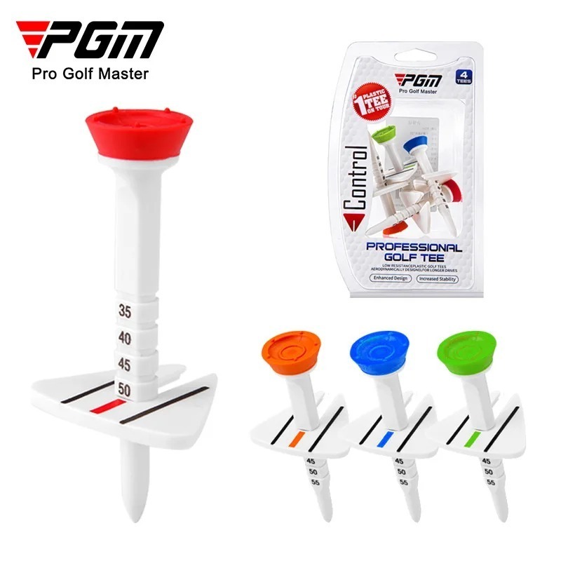 ชุดทีกอล์ฟพลาสติก 77 มม. สามารถปรับได้ 4 ชิ้น/กล่อง PGM (QT022) Professional Golf Tee ปรับได้ 33-55 มม
