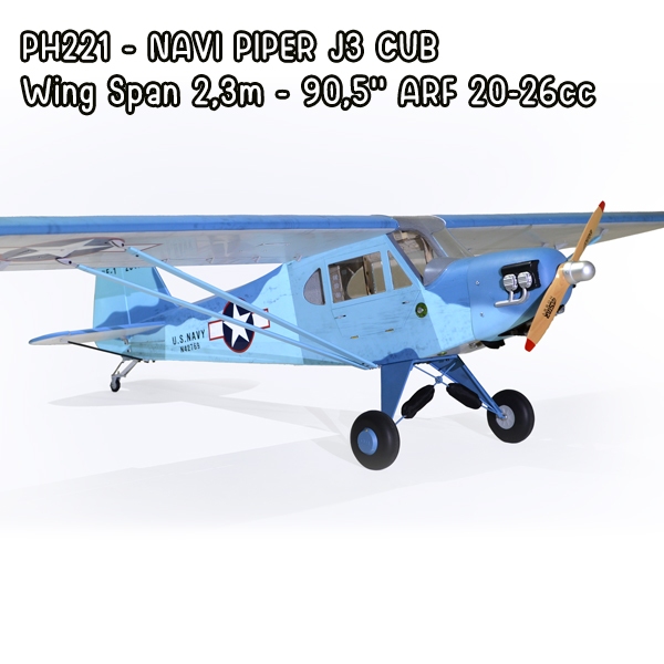 Phoenix Model PH221 - NAVI PIPER J3 CUB 2,3m - 90,5'' ARF 20-26cc  (ลำเปล่า)