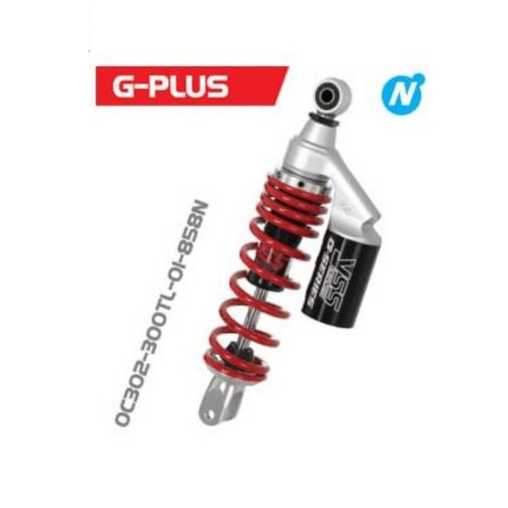 YSS โช๊คหลัง (แก๊สแท้) G-PLUS+ MIO/CLICK สีแดง/กระบอกดำ (OC302-300TL)