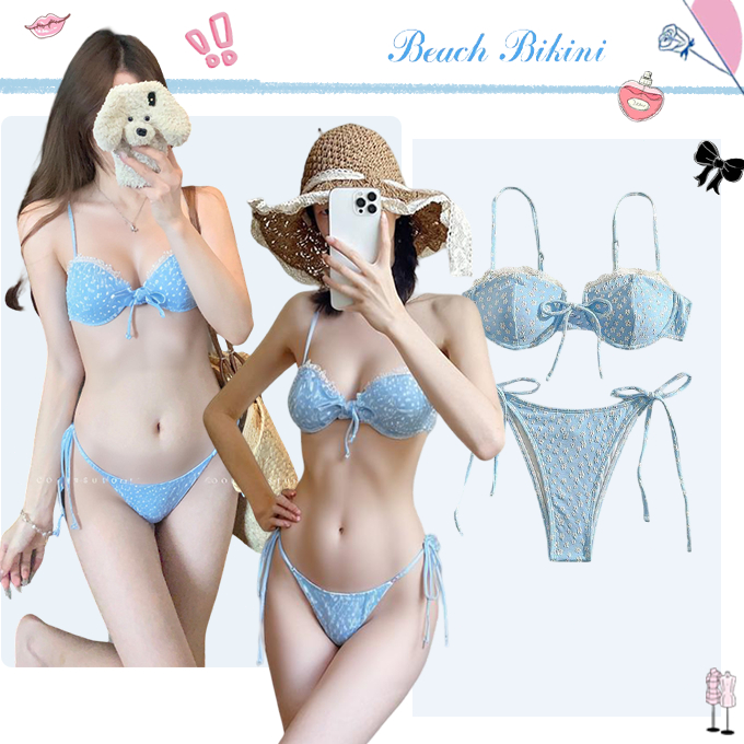 🌸Beach Bikini🌸Fashion Bikini บิกินี่ 2 ชิ้น บิกินี่แบบมีโครง ลายดอกไม้ เซ็กซี่ เหมาะกับการไปชายหาด