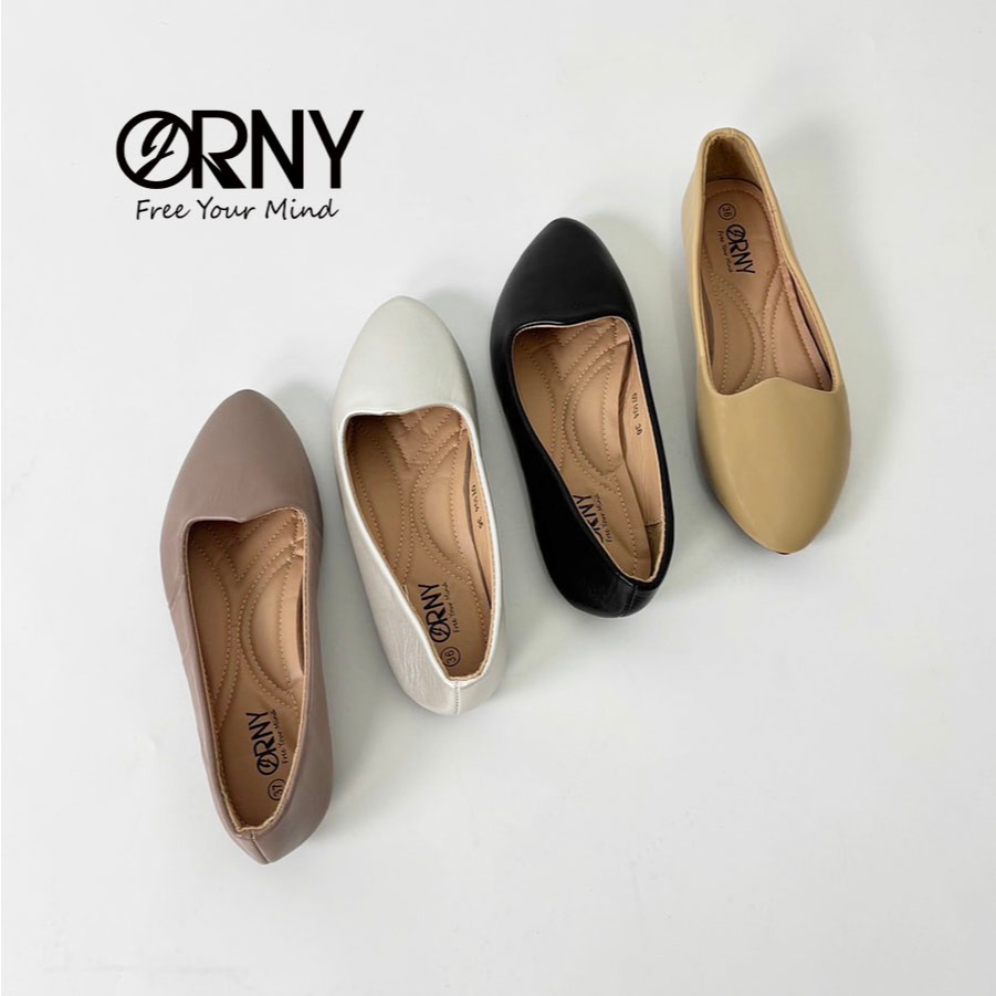 มีไซส์ 42 ORNY(ออร์นี่) ® รองเท้าคัชชูส้นแบน คัชชูหนังนิ่ม OY104/OY090