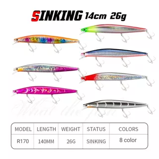 เหยื่อตกปลาสาก 14cm 26g Sinking minnow เหยื่อตกปลา ทะเล ชายฝั่ง เหยื่อปลั๊ก R170