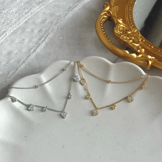 Socrush.bkk | FALLING LOVE bracelet | SB-021 | กำไล สร้อยข้อมือ หัวใจ สองเลเยอร์ จี้หัวใจ