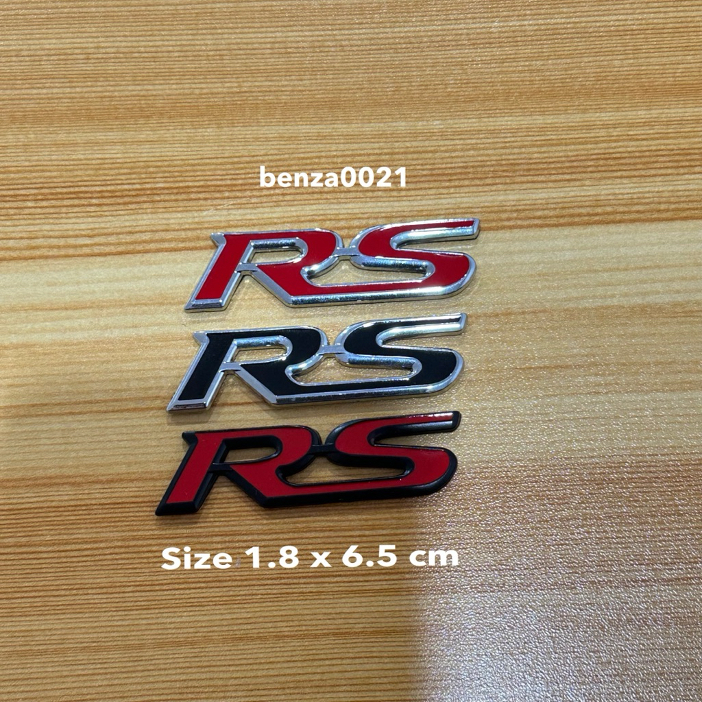 โลโก้ * RS สีแดง งานโลหะ  ขนาด* 2.3 x 9.5 cm  ราคาต่อชิ้น