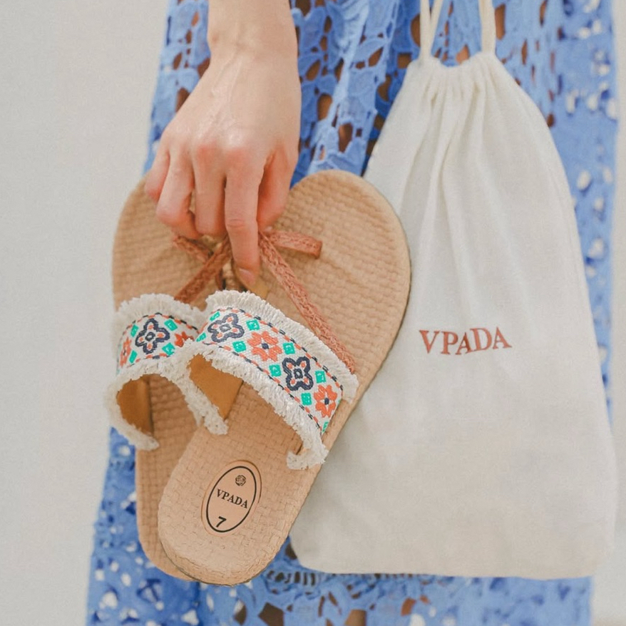 Vpada_sandals_VP-E01 Embroidery Collection รองเท้าแตะชายหาดแบน รองเท้าแตะแฟชั่น