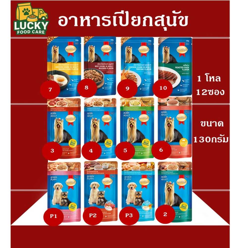 อาหารเปียกสุนัข Smart heart pouch ทุกสูตร ขนาด 120-130 ก 12ซอง
