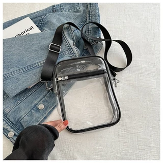 crossbody bag กระเป๋าสะพาย, กระเป๋าใส PVC Adjustabl, กระเป๋าซิป, กระเป๋าถือได้รับการอนุมัติสนาม