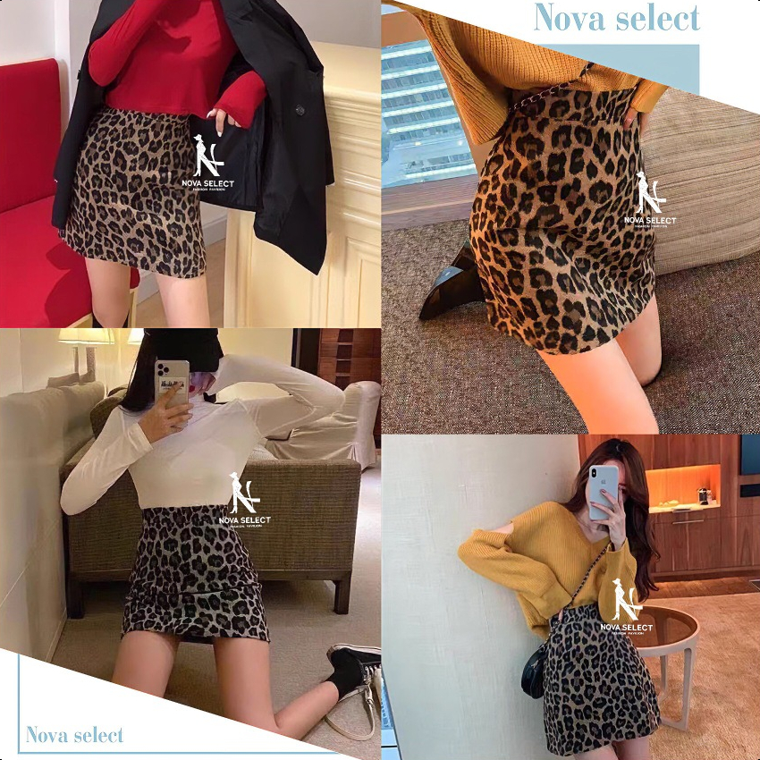 พร้อมส่ง กระโปรงสั้นลายเสือดาว กระโปรงทรงเอสายฝอ ทรงแคบ เอวสูง รัดรูปเซ็กซี่ แฟชั่นผู้หญิงเกาหลี Lady Women