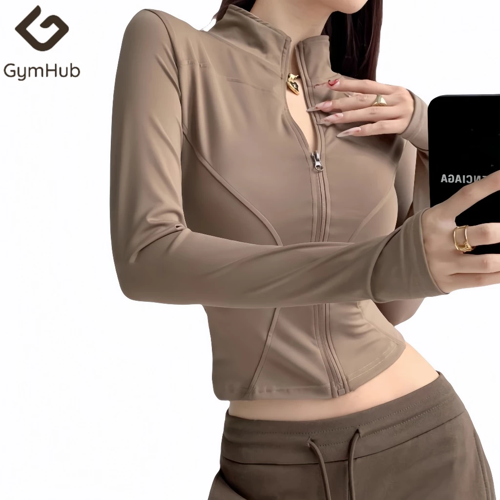 GymHub เสื้อแจ็คเก็ตออกกำลังกายสตรีแบบสบาย เหมาะสำหรับโยคะและกิจกรรมอื่นๆ แขนยาว