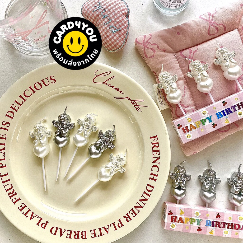[พร้อมส่ง🇹🇭] เทียนเมทัลลิค Angels 3 แท่ง/pack