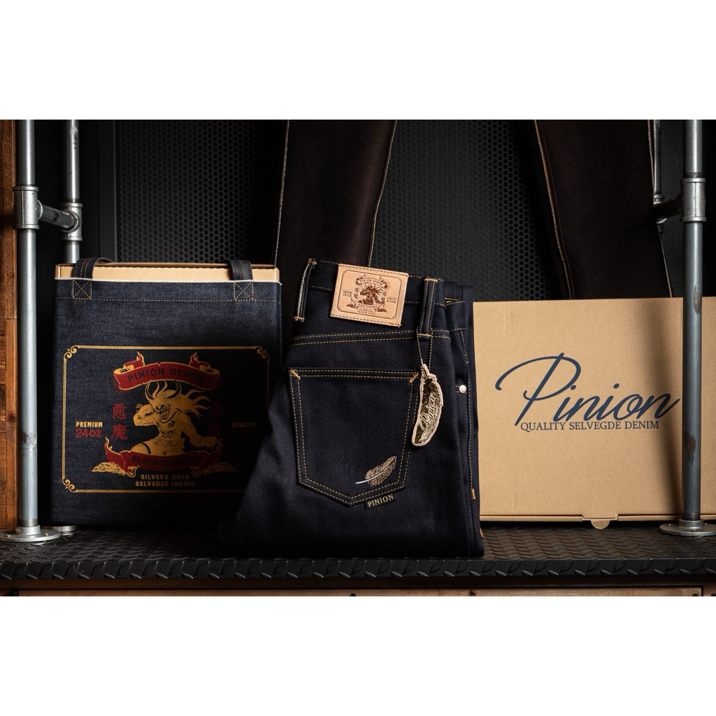 24oz BY Okayama Denim New   อสูรน้ำตาลเข้ม( Indigo X dark brown 24oz )