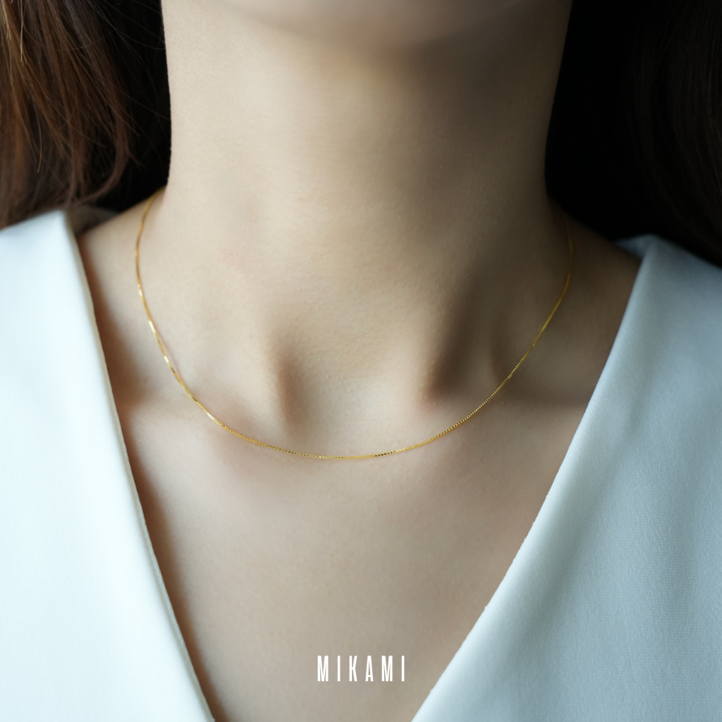 MIKAMI สร้อยคอเงินแท้ 925 Cube Necklace (เส้นเล็กสไตล์มินิมอล)