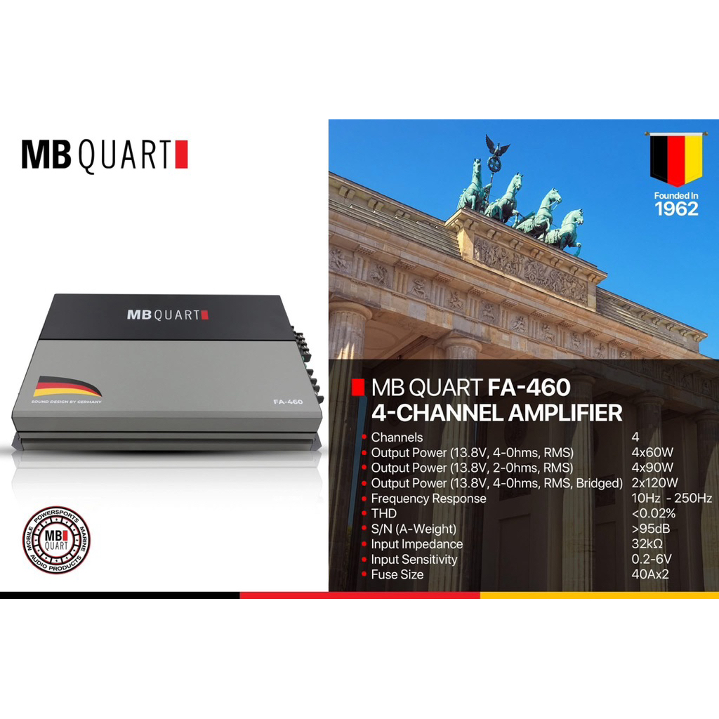 เพาเวอร์แอมป์ MB Quart รุ่น FA-460 เพาเวอร์แอมป์ขับกลางแหลม