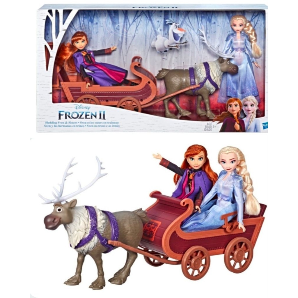 แท้100% เซตใหญ่เบิ้ม Disney frozen 2 sledding sven & sisters elsa and anna fashion dolls