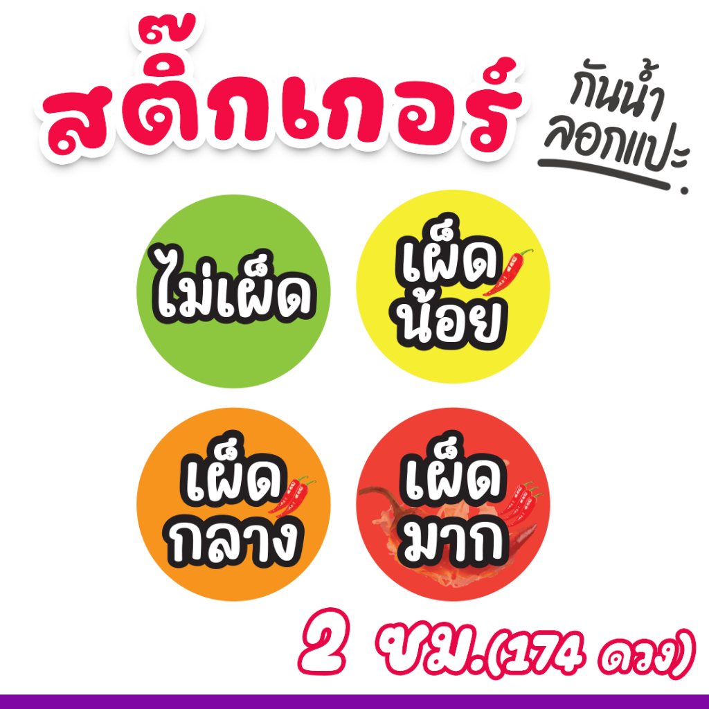 สติ๊กเกอร์ เผ็ด ไม่เผ็ด เผ็ดมาก เผ็ดน้อย