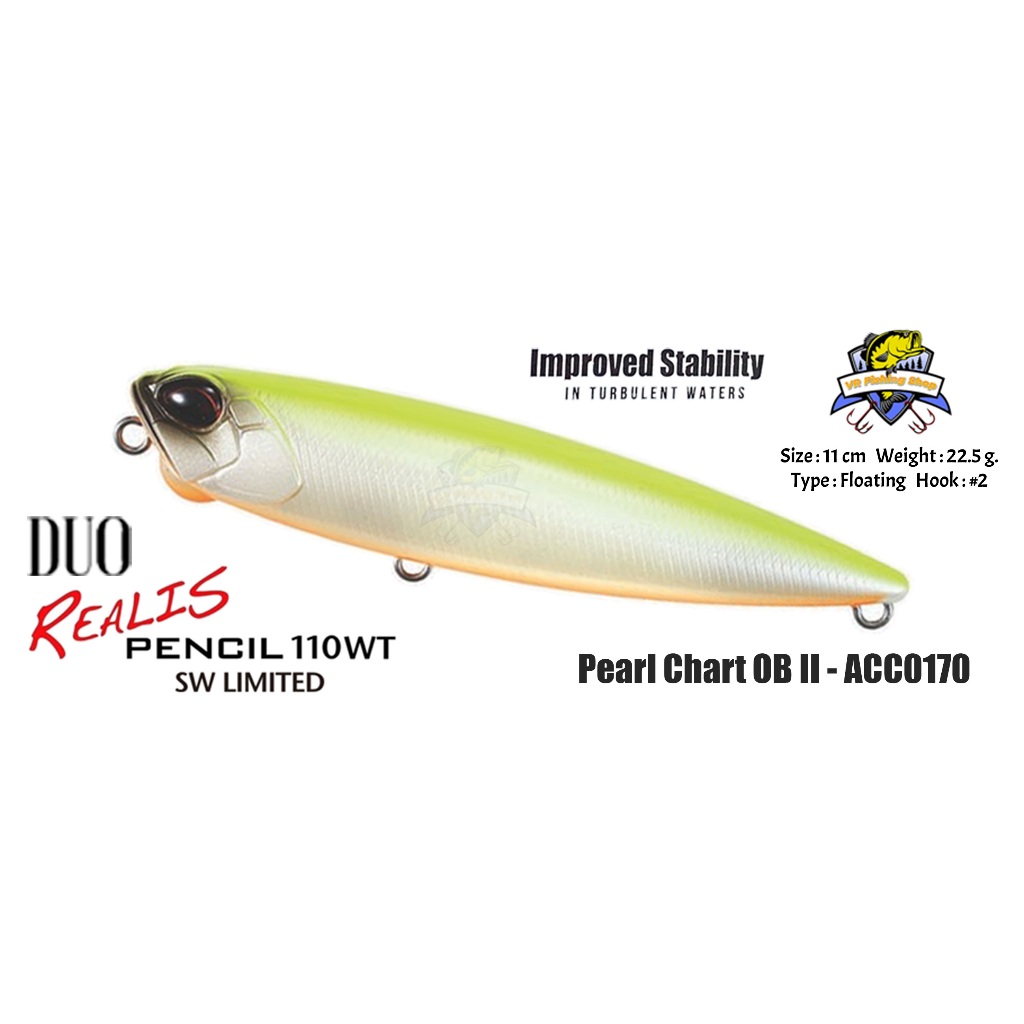Duo Realist Pencil 110 WT ขนาด 11 เซน หนัก 22.5 กรัม รุ่นปรับแต่งแอคชั่น เหยื่อผิวน้ำ ชะโด กะพง สาก ดูโอ้ เพ็นซิ่ว