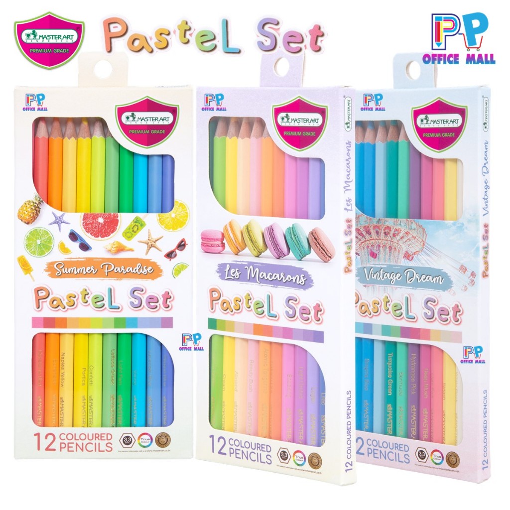 ดินสอสีไม้ Master Art สีพาสเทล PastelSet 12 สี/กล่อง