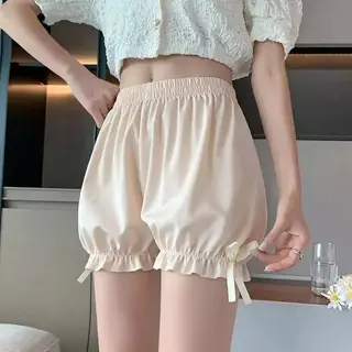 QY.Shop สินค้าราคาพิเศษ กางเกงขาสั้น เอวสม๊อคสีพื้น มินิมอลสไตล์ ทรงพองเกาหลี "KK360"