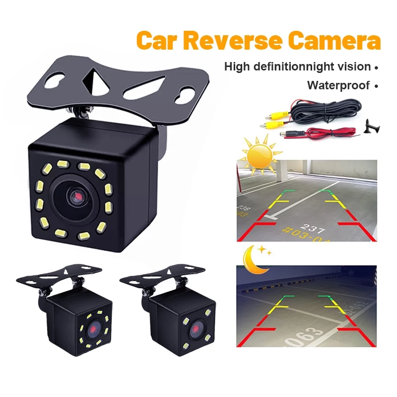 กล้องมองหลัง กล้องถอยหลังติดรถยนต์ กันน้ำ IP68 720*480P HD night vision 4/8/12 LED