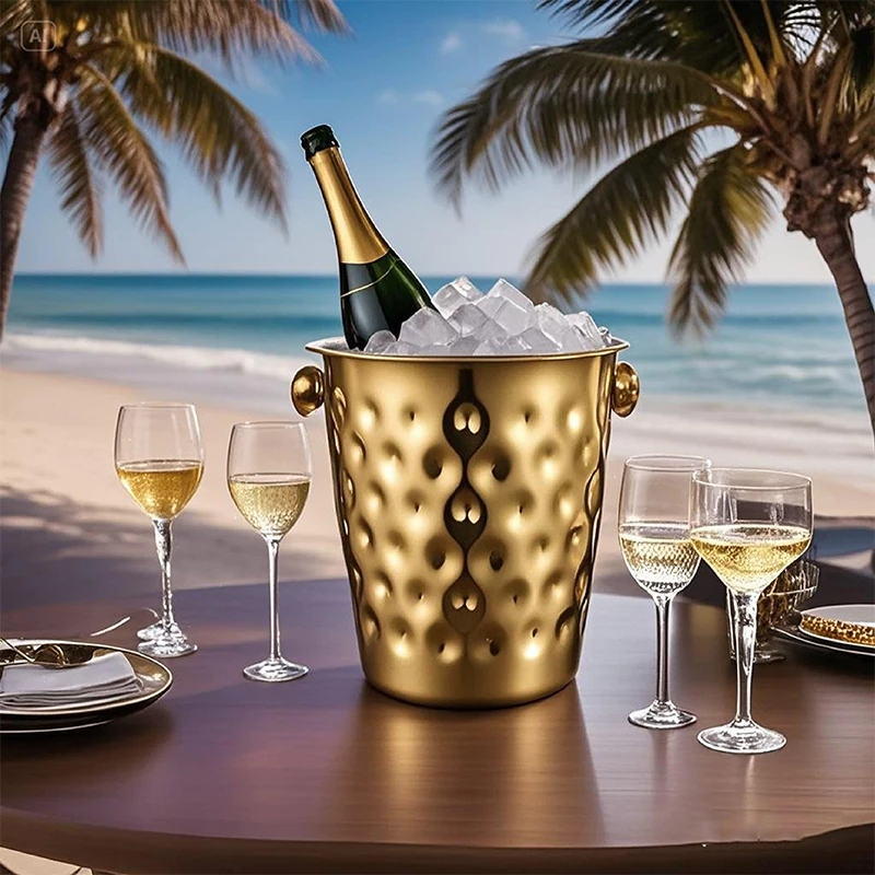 ถังน้ำแข็ง ถังน้ำแข็งสแตนเลส  ถังน้ำแข็งสแตนเลส สร้างสรรค์ ถังแช่ไวน์ แช่ไวน์ แช่แชมเปญ ความจุ - รูปที่ 2