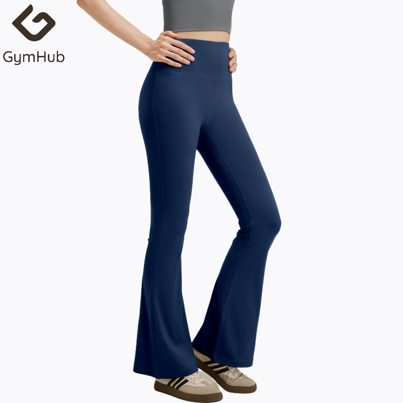 GymHub กางเกงโยคะทรงบานปลายเอวสูงทรงรัดรูปสำหรับลดสัดส่วนไมโคร-ลาร่า