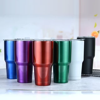 แก้วเก็บความเย็น 30 ออนซ์ แก้วสีพื้น พร้อมฝาใส+กล่อง Stanless Steel แก้วน้ำสีพื้น แก้วเกรด304 ดี ไม่มีไอน้ำ ของใช้ในบ้าน