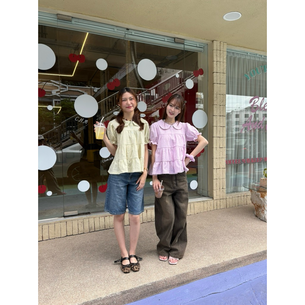 รุ่นปลาดาว เสื้อโปโลคอบัวระบาย ผ้าไม่ต้องรีด jellybutter