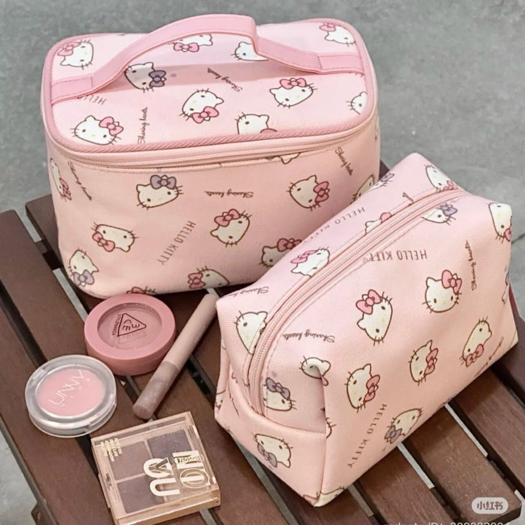 Cosmetics Bag Set 2 Pcs. คิตตี้ เซตกระเป๋าใส่เครื่องสำอางค์ 2 ใบ/เซต