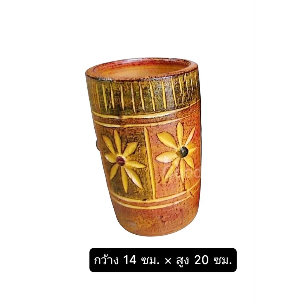 แจกันดินเผา เครื่องปั้นดินเผา ทรงกระบอก สูง 19-20 ซม.(ราคาต่อ/ใบ)พร้อมส่ง! - รูปที่ 3