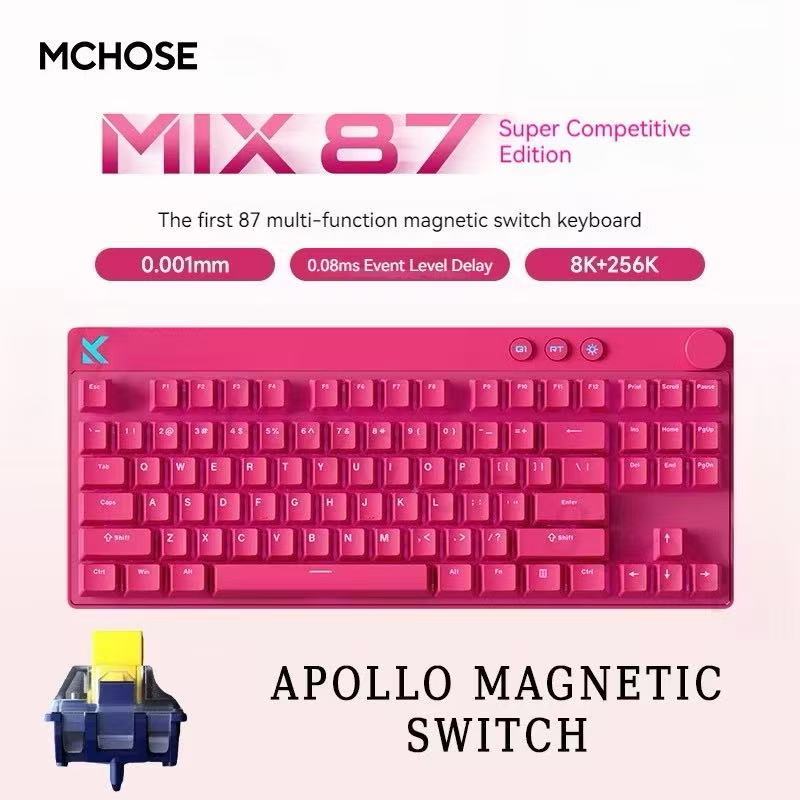 MCHOSE Mix 87 Multi-Function Magnetic Switch Keyboard คีย์บอร์ดลูกบิด RT Gaming Custom Mechanical แบบมีสายกึ่งอลูมิเนียม
