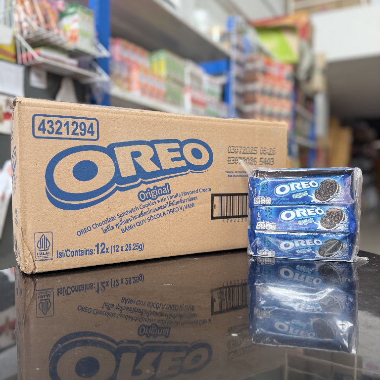 (ยกลังสุดคุ้ม+โค้ดส่งฟรี) ขนม คุ้กกี้ โอรีโอ้ วานิลา 12x12 แพค