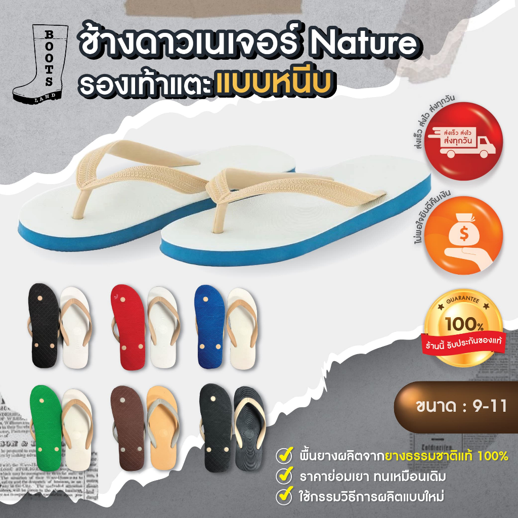 ถูกสุด•ส่งไว•แท้ชัวร์ Nanyangรองเท้าแตะนันยาง ตรา ช้างดาว⭐️ไซส์9-11 -คละสีหูครีม