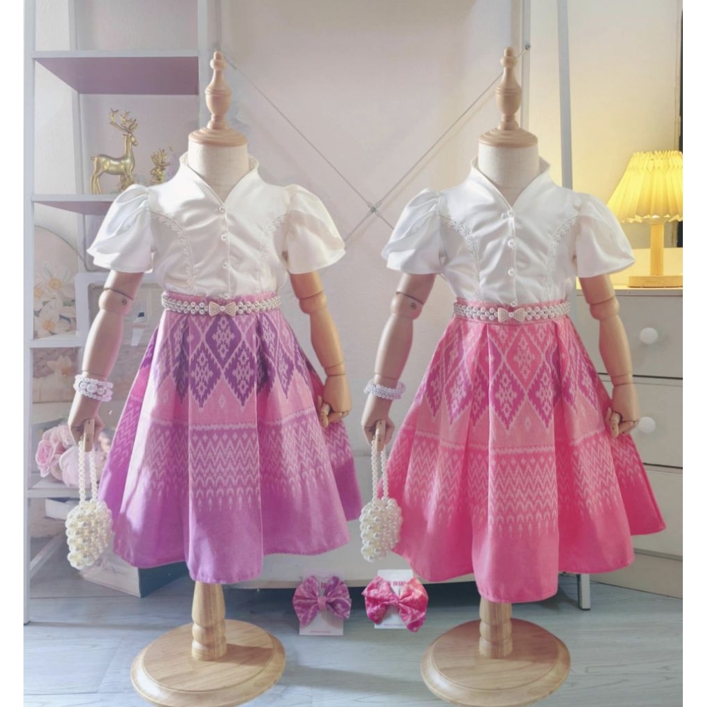 ชุดไทยเด็กผู้หญิงชุดไทยไปโรงเรียนสไบหน้านางชุดไทยประยุค