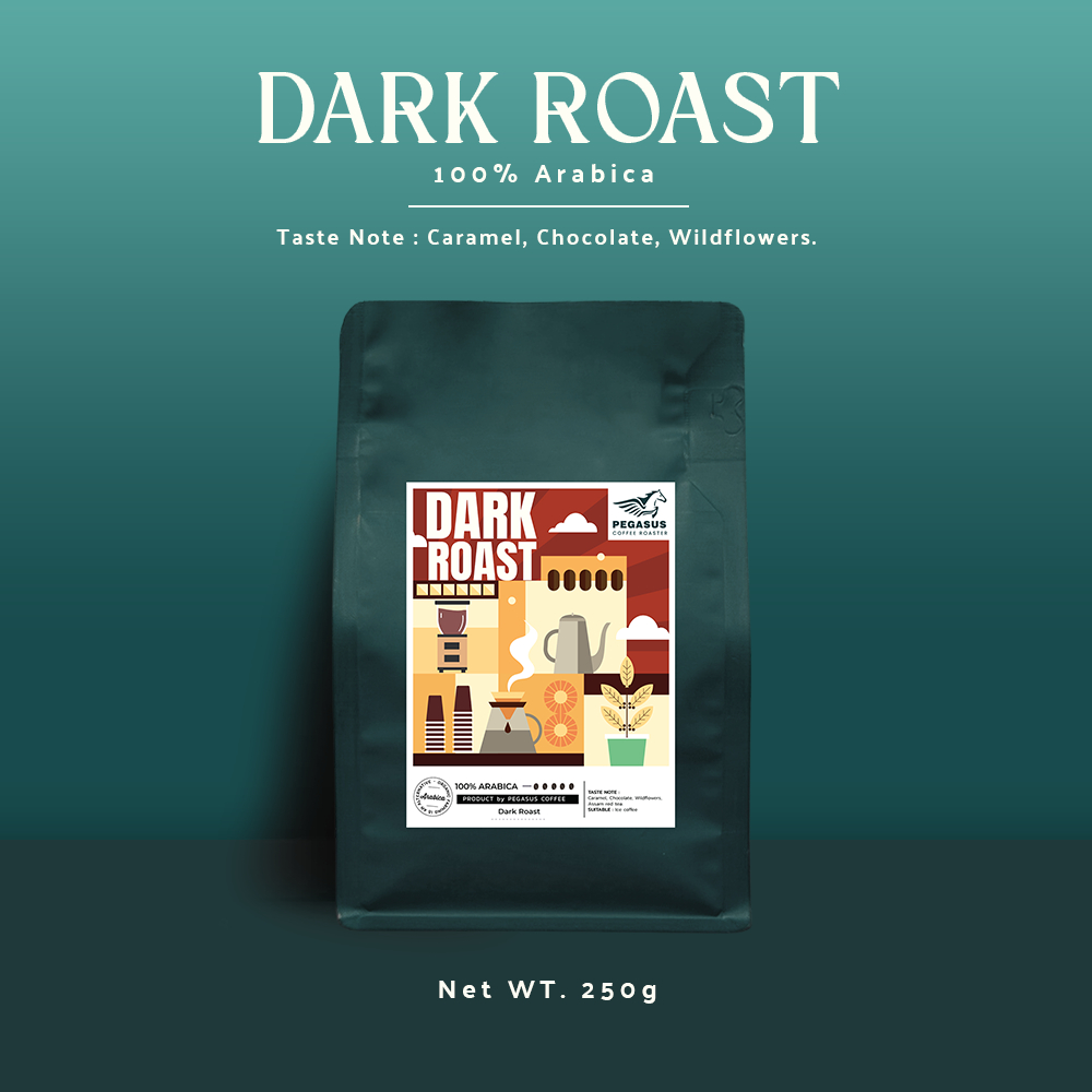 Pegasus Dark Roast เมล็ดกาแฟคั่ว อาราบิก้า คั่วเข้ม