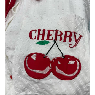 (อก 50“) เสื้อเชิ้ตแขนสั้น >>ปักเชอร์รี่<< 🍒 **ผ้า bubble 🌈