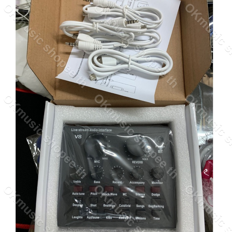 (รุ่นไหม่) V8 BT USB เสียงชุดหูฟังไมโครโฟน Webcast สดการ์ดเสียงสำหรับโทรศัพท์ มี Bluetooth Webcast Live Sound Card - รูปที่ 7