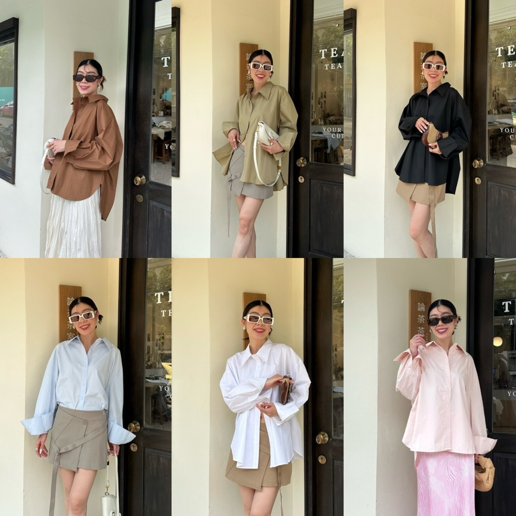 ส่งด่วน 🛵 #6787 STUDIOX2 Oversize Shirt  เสื้อเชิ้ตทรงโอเวอร์ไซส์ ชายโค้ง หน้าสั้นหลังยาว