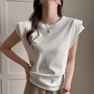 เสื้อแฟชั่นมาใหม่ล่าสุด สีพื้น oversize เสื้อผ้าสาวอวบน่ารักสไตล์เกาหลี เสื้อยืดแขนสองชั้นสวยๆผู้หญิงกําลังฮิตใหม่ล่าสุด